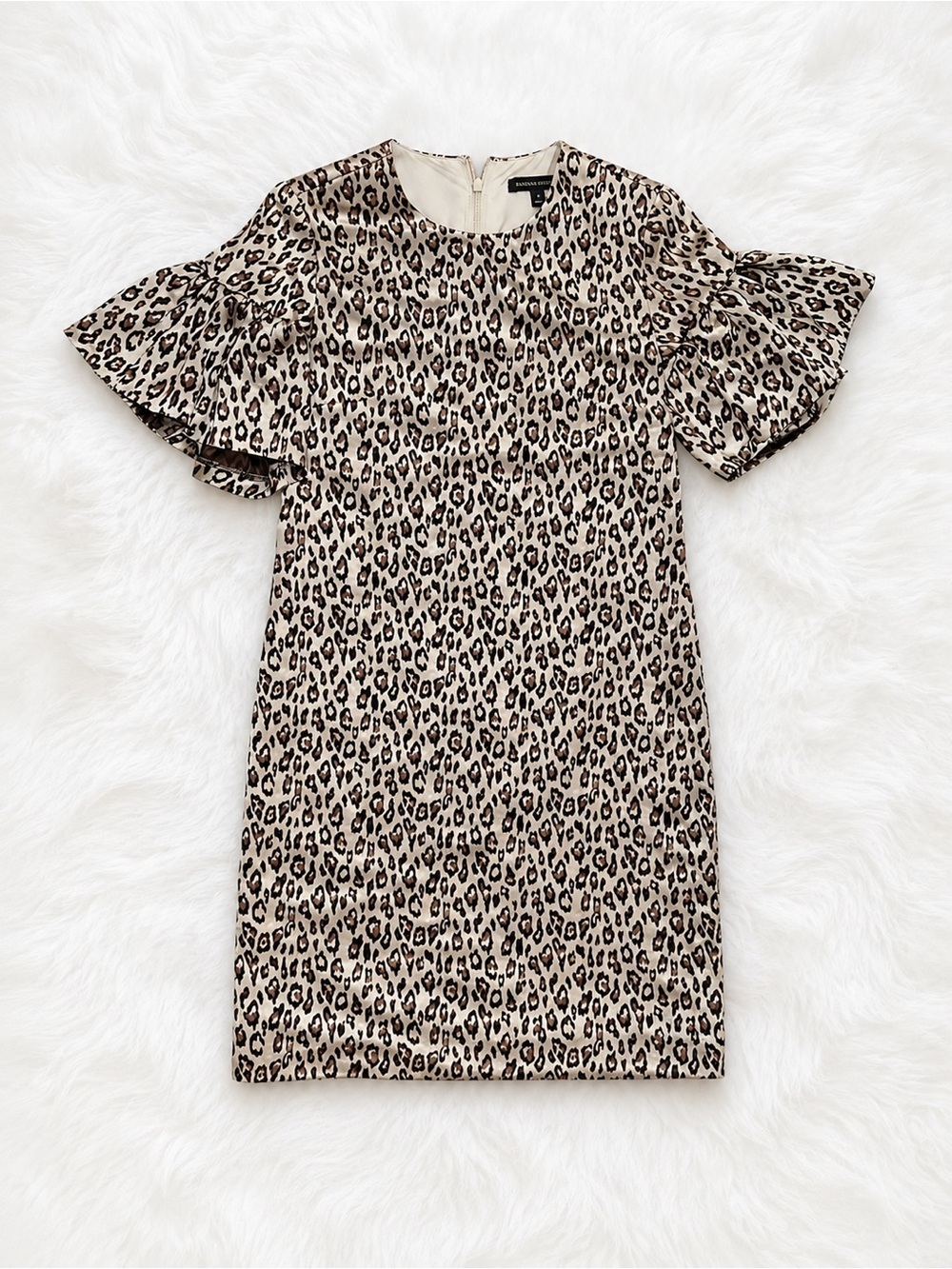 Banana Republic Leopard Print Flutter Sleeve Shift Dress Size 0 Animal Print